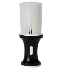Neck Brush Black With Inbuilt Talc Dispenser White Bristles
